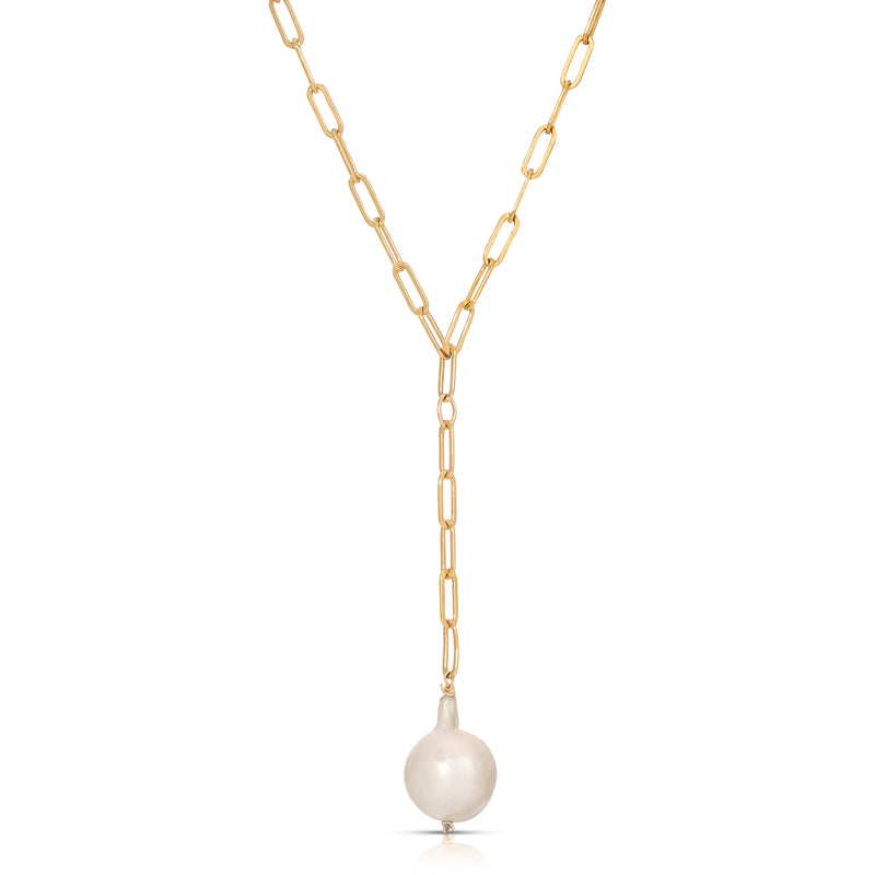 TAHA BAROQUE PEARL PAPERCLIP  CHAIN NECKLACE