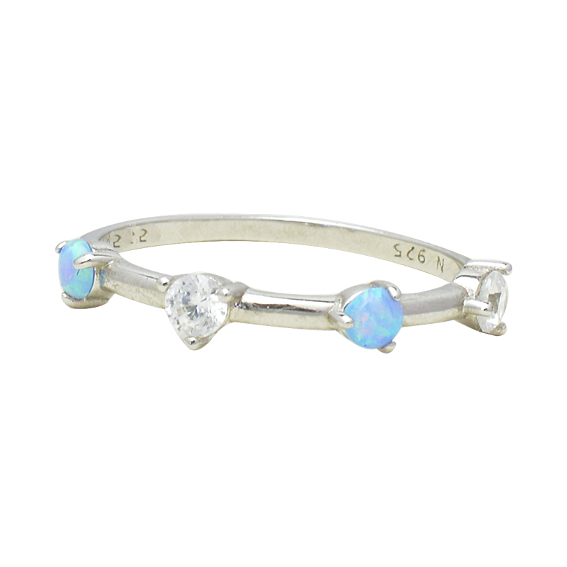 BLUE OPAL AND STERLING SILVER STACKING RING