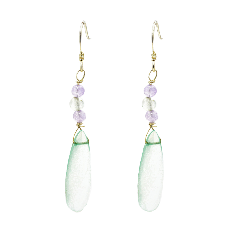 Chalcedony Lavender Dangling Earrings
