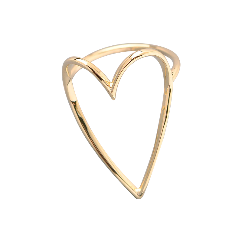 OUTLINED GOLD HEART RING