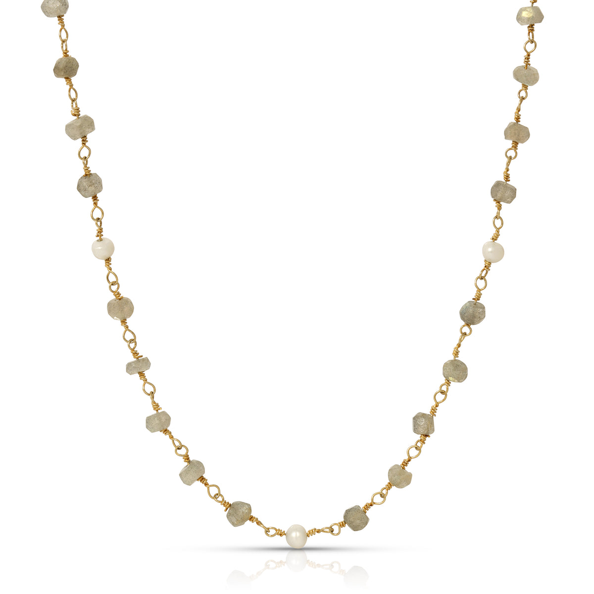 LONDON LABRADORITE PEARL NECKLACE