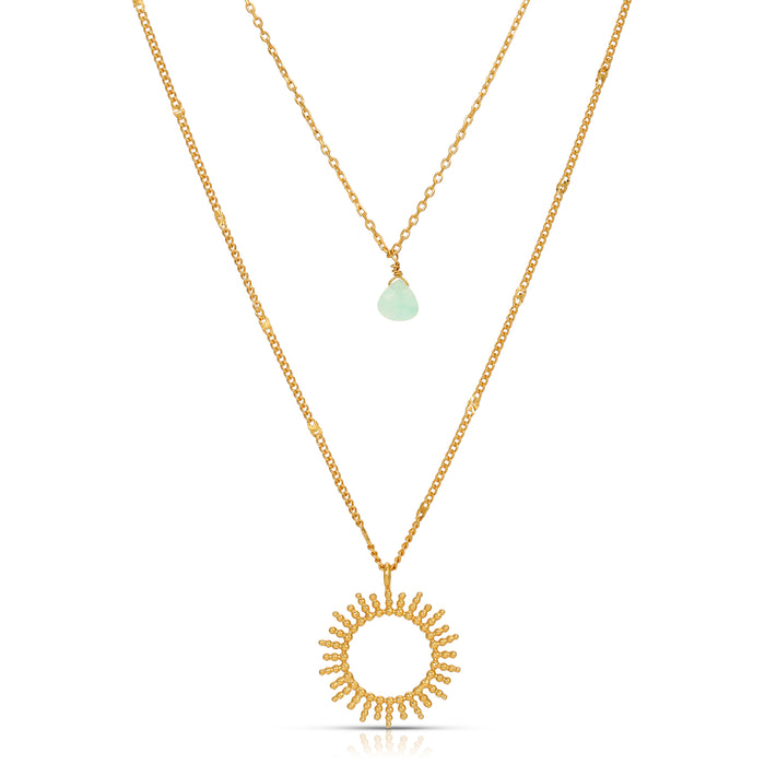 CHALCEDONY LAYERED SUN NECKLACE