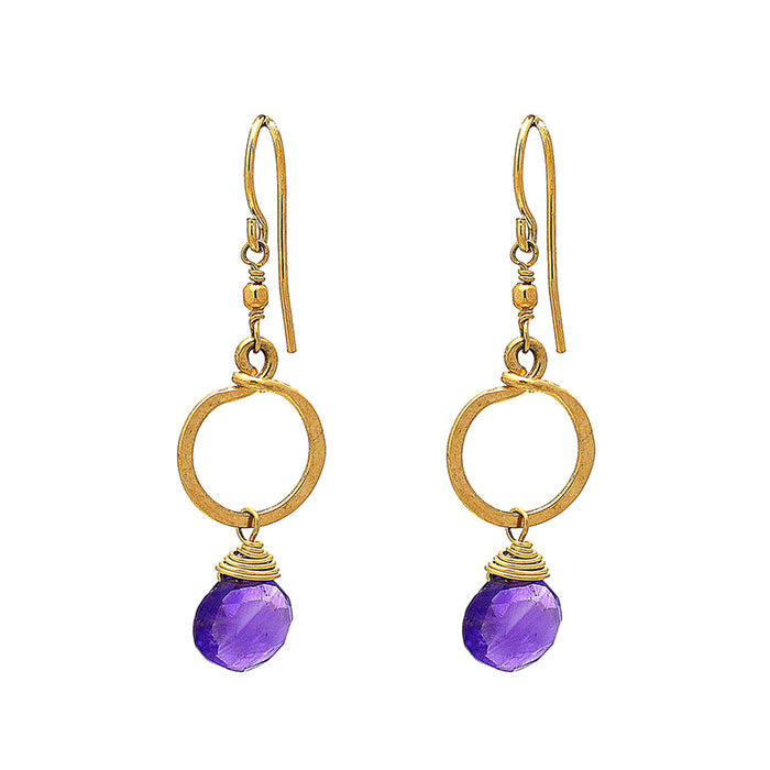AMETHYST CIRCULAR DANGLING EARRINGS