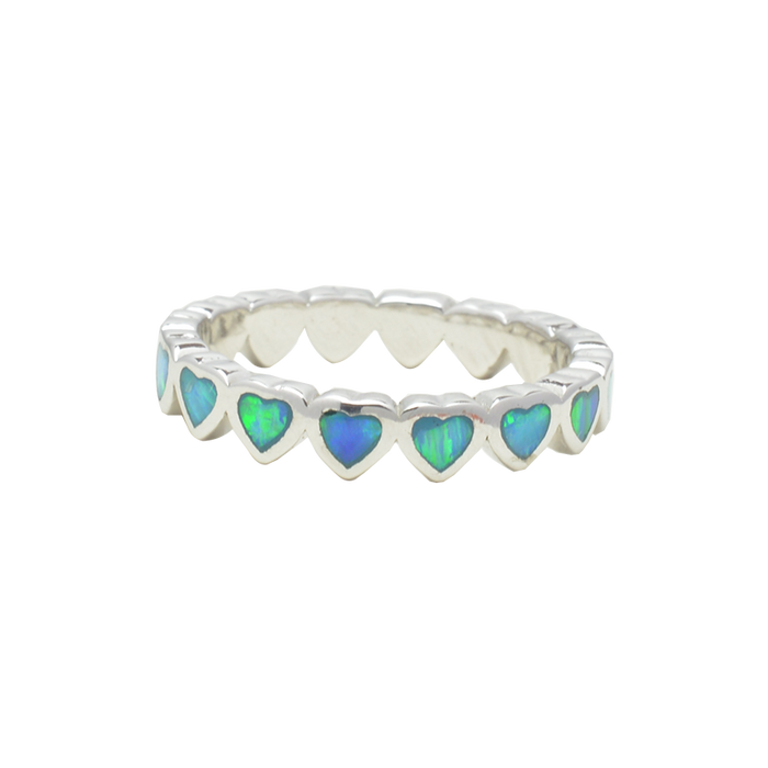 BLUE OPAL HEART LOVE RING
