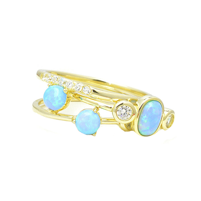 BLUE OPAL MALDIVE STACKING RINGS