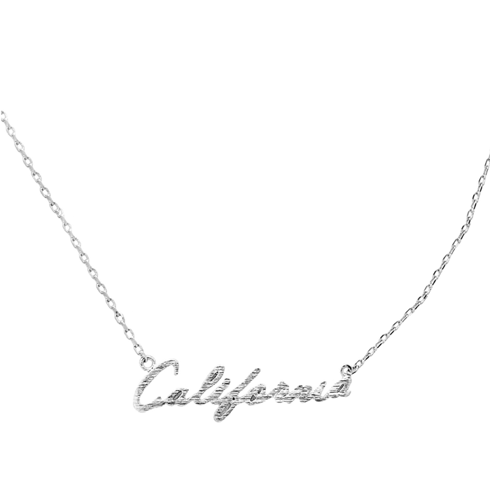 CALIFORNIA DREAMING SILVER CURSIVE NECKLACE