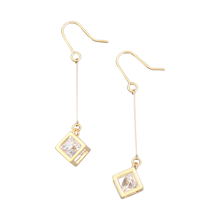 Captured Crystal In Cube Earrings