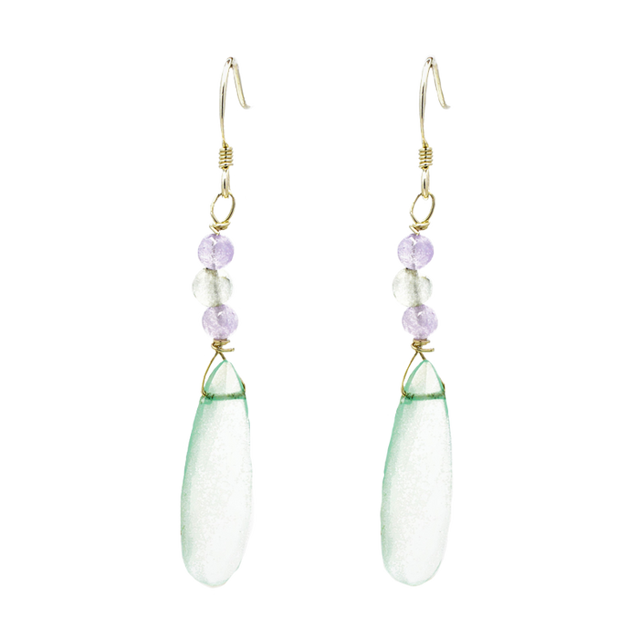 Chalcedony Lavender Dangling Earrings