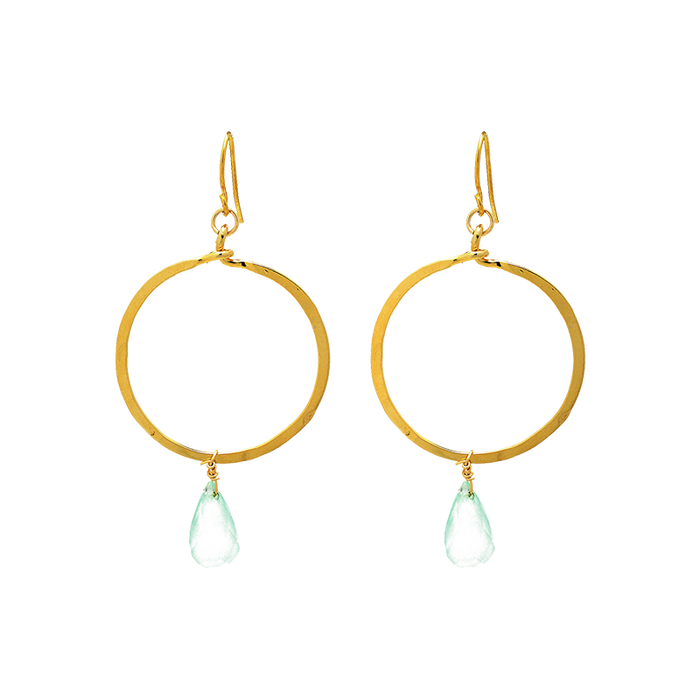 Chalcedony Tear Drop Hoop Earrings