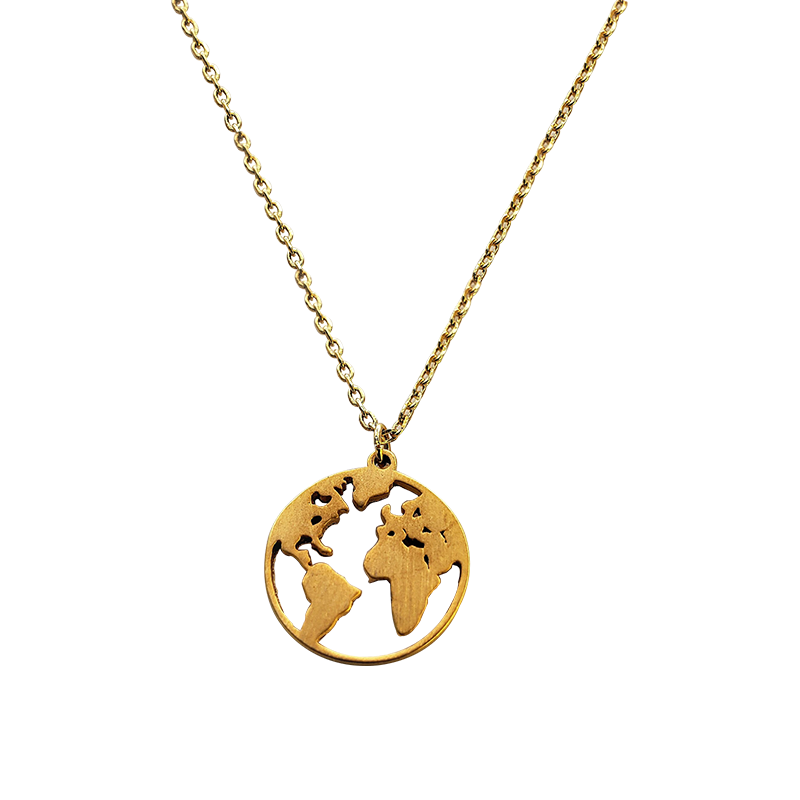 CIRCULAR WORLD MAP NECKLACE