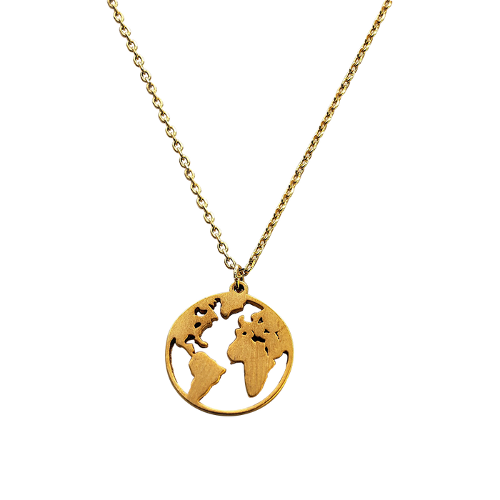CIRCULAR WORLD MAP NECKLACE