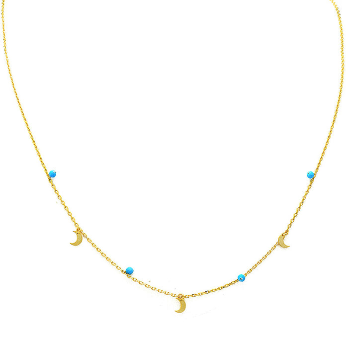 DELPHINE TURQUOISE AND MOON NECKLACE