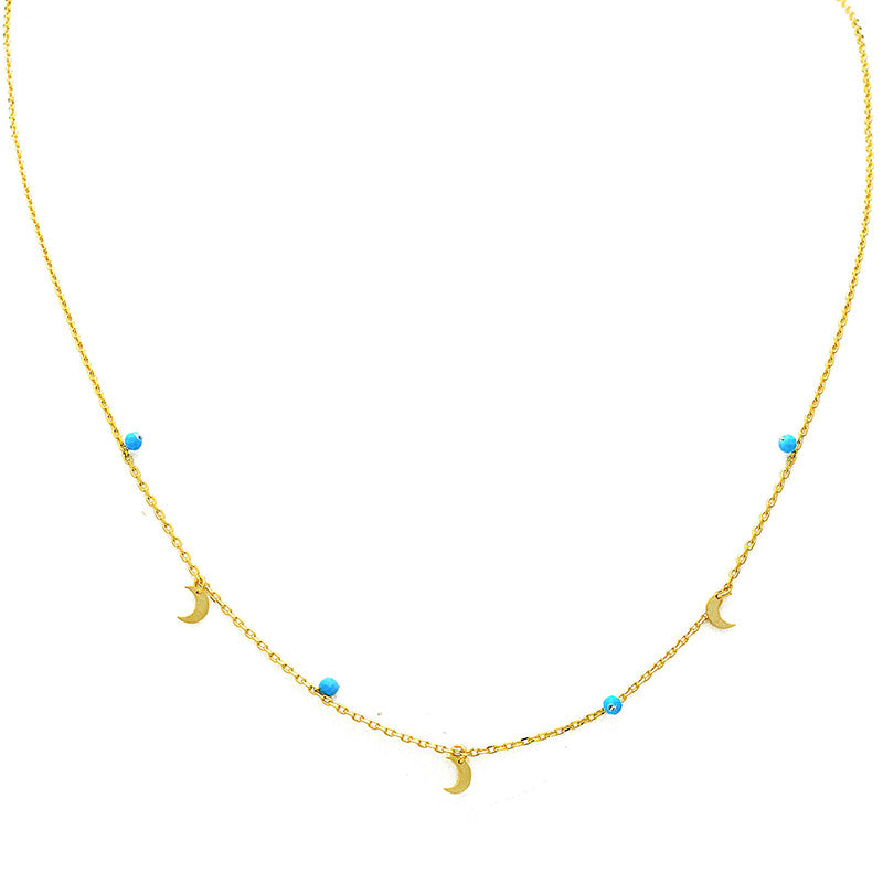 DELPHINE TURQUOISE AND MOON NECKLACE