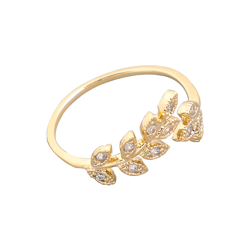 GOLD ROMAN LAUREL LEAF ADJUSTABLE RING