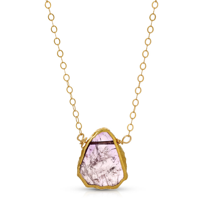 GILDED AMETHYST SLICE SEMI-PRECIOUS NECKLACE