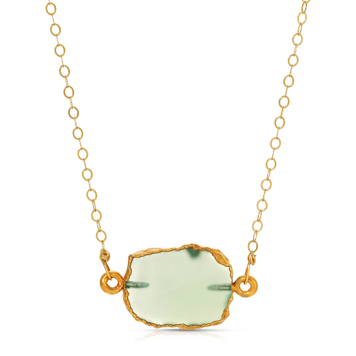 GILDED PREHNITE GEMSTONE NECKLACE