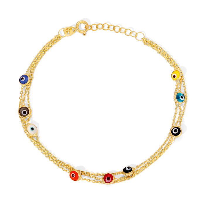 TRI STRAND MULTI-COLOR EYE BRACELET