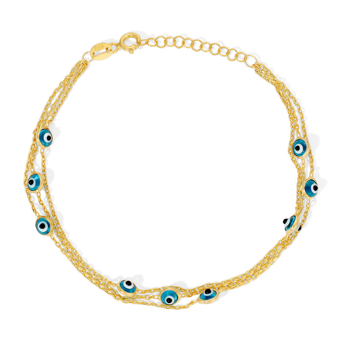 TRI STRAND TURQUOISE EYE BRACELET