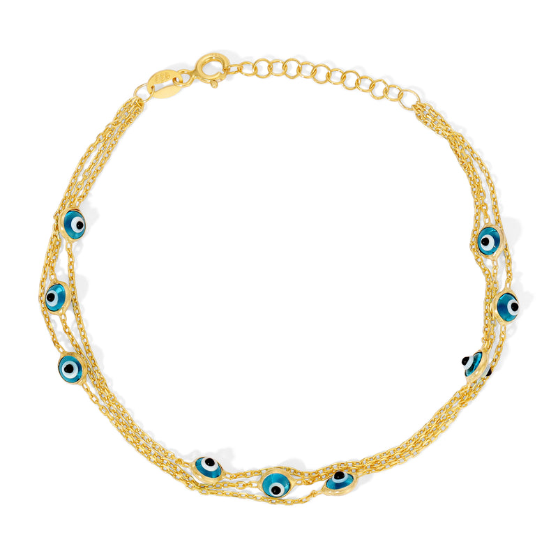 TRI STRAND TURQUOISE EYE BRACELET