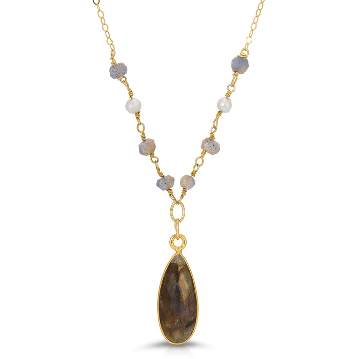 NATALIA LABRADORITE DROP NECKLACE