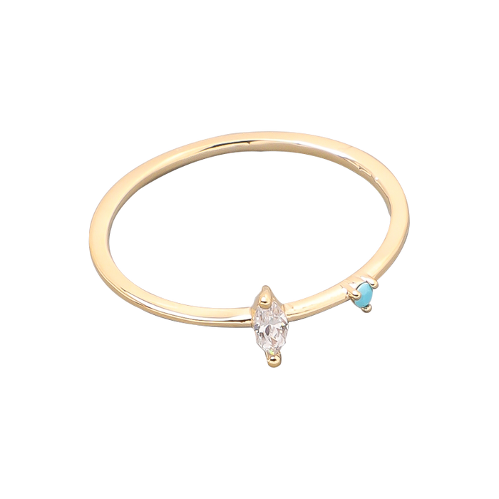KIARA CUBIC AND TURQUOISE MINIMALIST RING