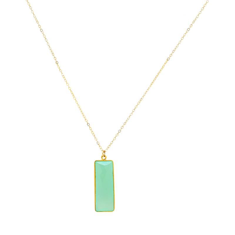 MAUI CHALCEDONY SEA FOAM RECTANGULAR NECKLACE