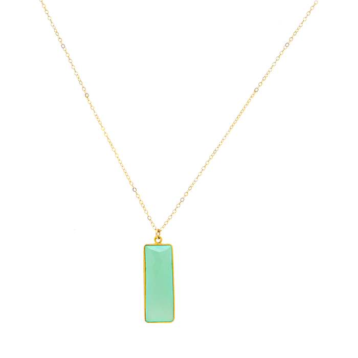 MAUI CHALCEDONY SEA FOAM RECTANGULAR NECKLACE