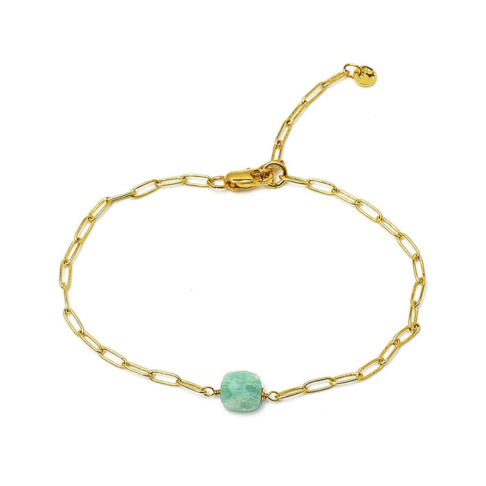 MICRO CHALCEDONY GOLD LINK BRACELET