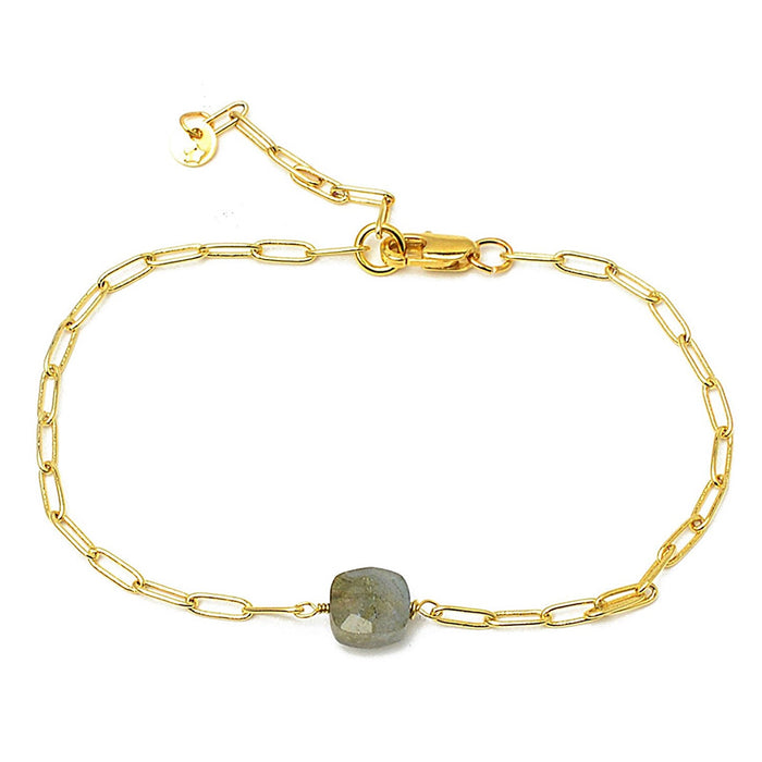 MICRO LABRADORITE PAPER CLIP BRACELET