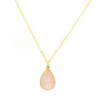 MISTY PINK TEAR DROP NECKLACE
