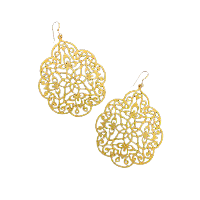 Moroccan 16K Gold Dipped Scalloped Earrings