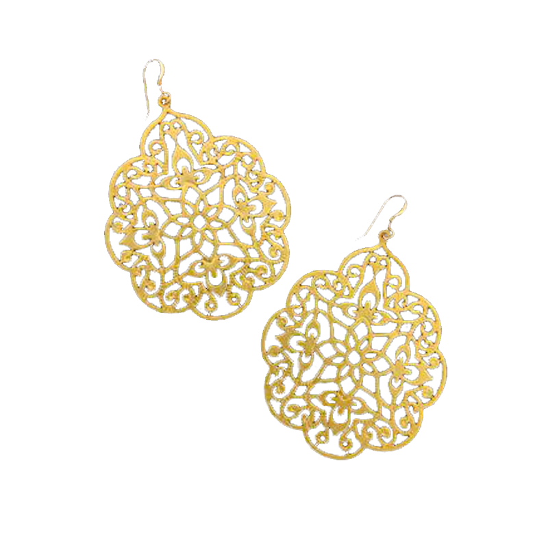 Moroccan 16K Gold Dipped Scalloped Earrings
