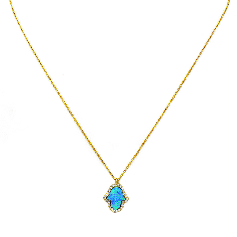 Mykonos Opal Hamsa Necklace