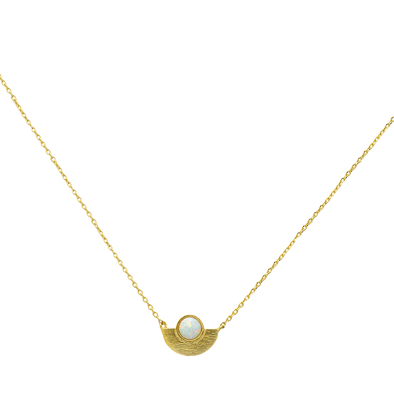 Opal Geometric Disc Necklace