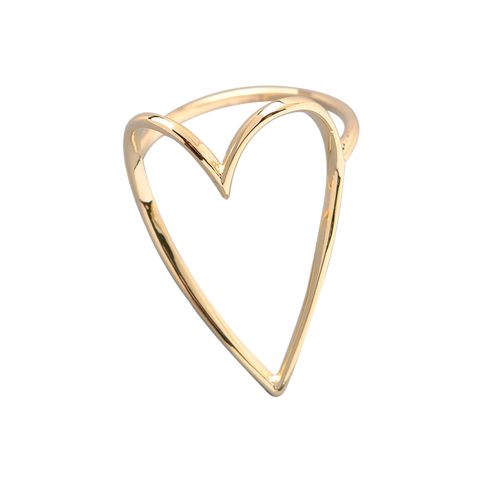 OUTLINED GOLD HEART RING