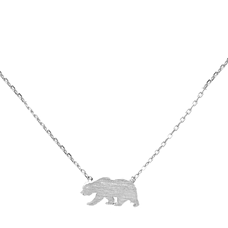 Silver California Bear/Bruin Bear/Cal Berkeley Bear Necklace