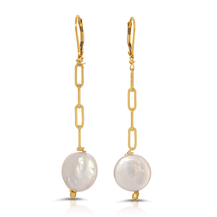 LOREN COIN PEARL EARRINGS