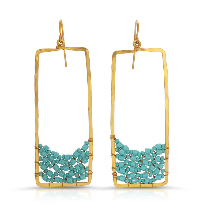 GEO TURQUOISE RECTANGLE EARRINGS
