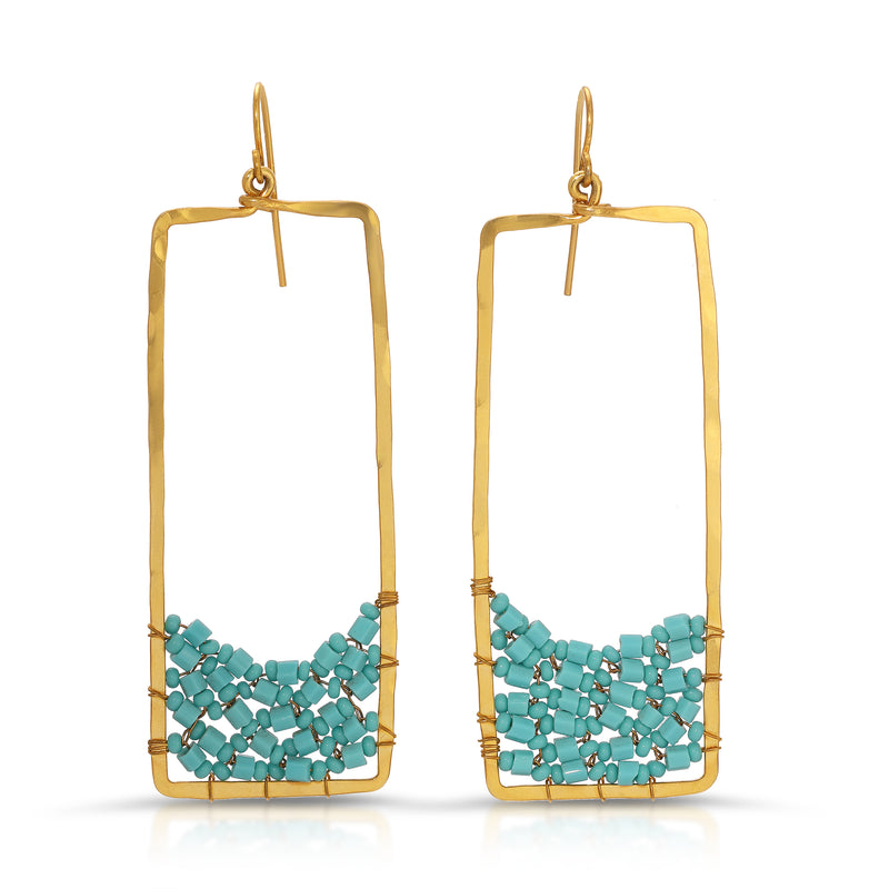 GEO TURQUOISE RECTANGLE EARRINGS