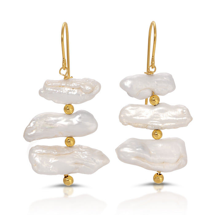 LEILA TRI LAYER PEARL EARRINGS