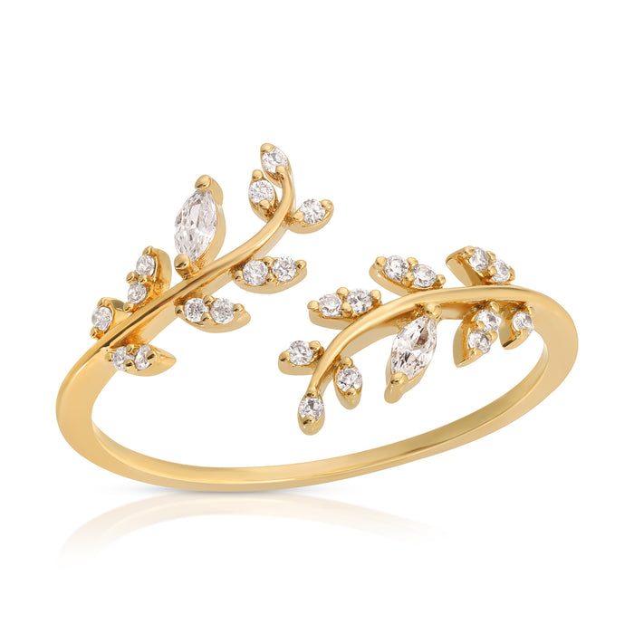 OPEN LAUREL  LEAF ADJUSTABLE RING