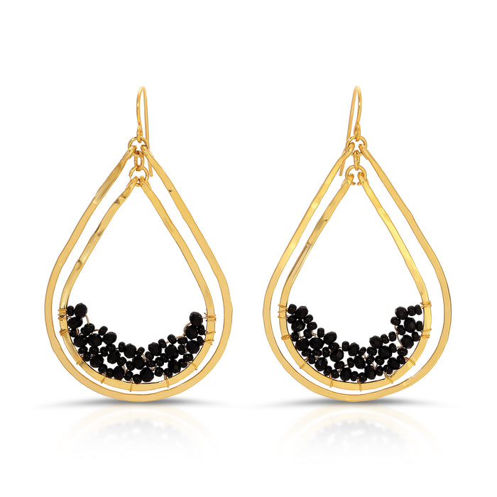 CLEO GOLD AND BLACK TEARDROP EARRINGS