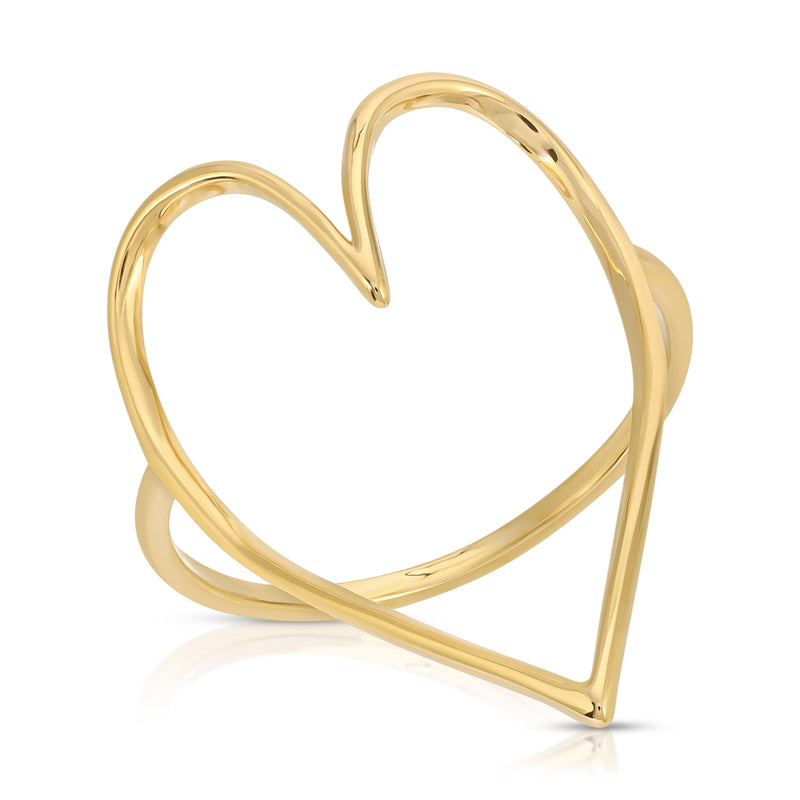 OUTLINED GOLD HEART RING