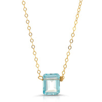 SUSPENDED  CLEAR QUARTZ PRINCSS CUT NECKLACE