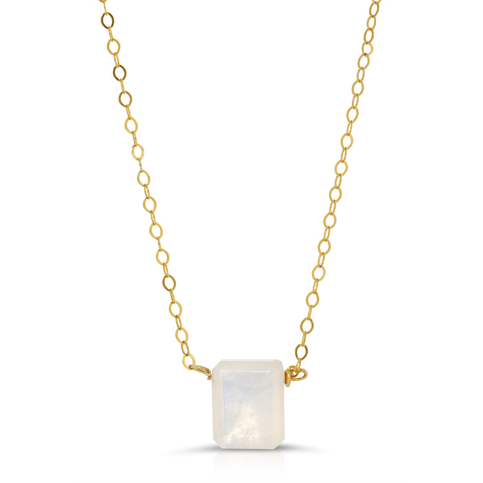 SUSPENDED PRINCESS CUT BLUE TOPAZ NECKLACE