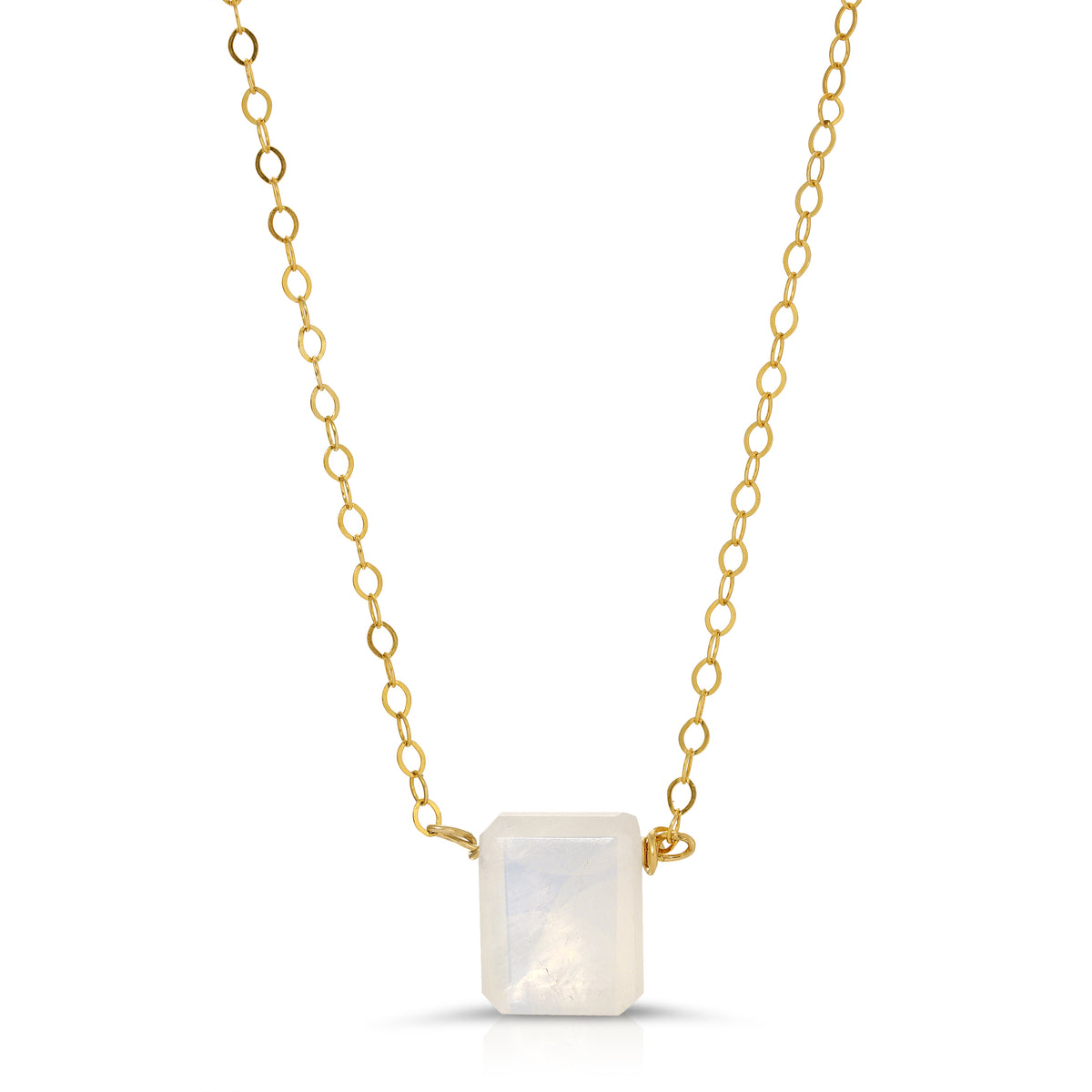SUSPENDED  CLEAR QUARTZ PRINCSS CUT NECKLACE