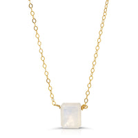 SUSPENDED  CLEAR QUARTZ PRINCSS CUT NECKLACE
