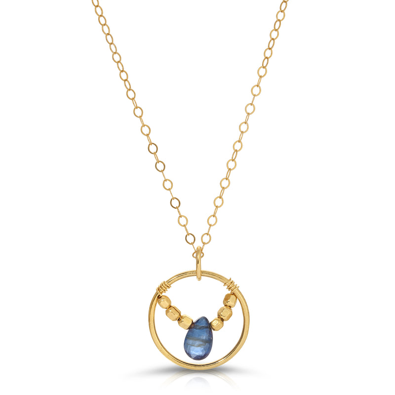 IOLITIE AND GOLD CIRCLE NECKLACE