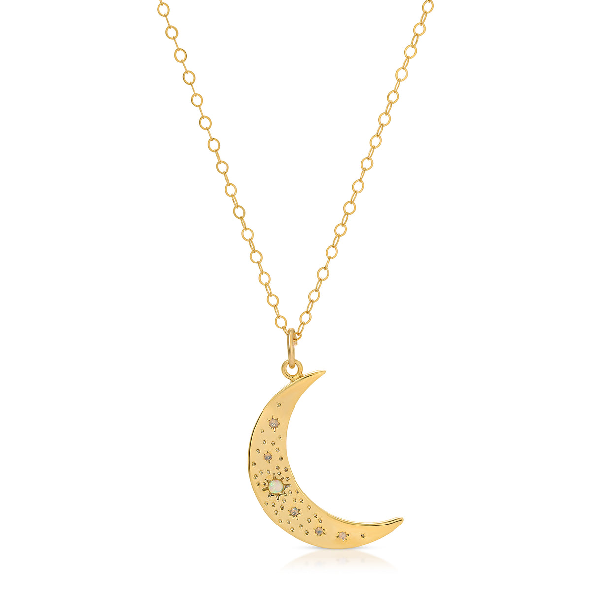 OPAL MOON AND STAR NECKLACE