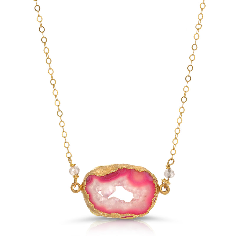 IPANEMA PINK AGATE CRYSTAL NECKLACE